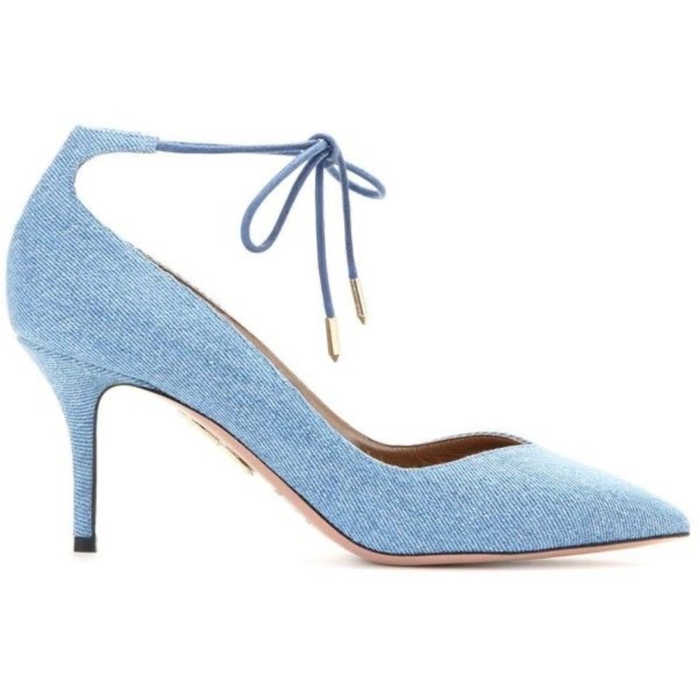 Aquazzura Allure 75 Denim Pumps Sz 37.5
